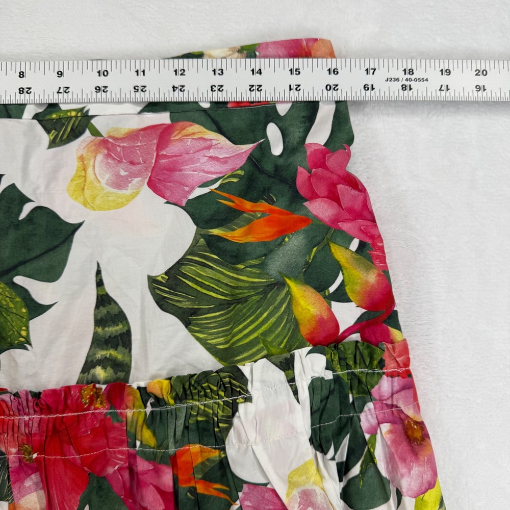 Boston Proper Womens Large Tropical Floral Tiered Maxi Skirt Pink Orange Green - Picture 3 of 7